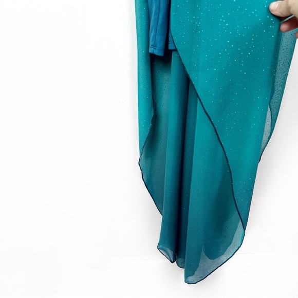 Venus Halter Neck Ombré Sheer Maxi Dress Glitter Fairycore Large Green Sparkly L - Picture 7 of 16
